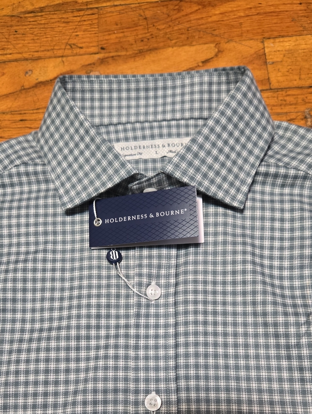 NWT Holderness & Bourne The McColl Shirt Men's Large Olive Bedford Check LS